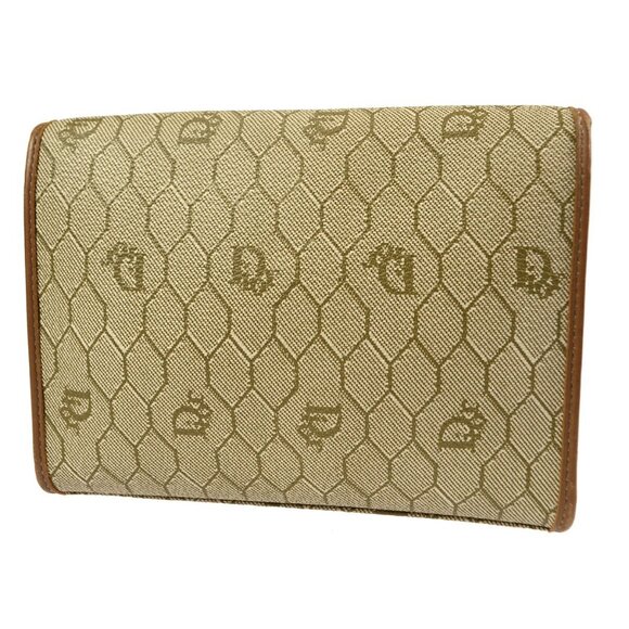 Christian Dior Honeycomb Pattern Clutch Bag Pouch Beige PVC - Picture 5 of 13